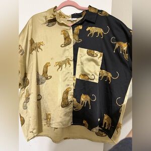Entro Leopard Print Panel Boutique Shirt